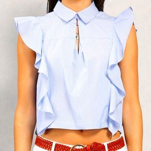 Mustard Seed Ruffled Cap-sleeve Top, M